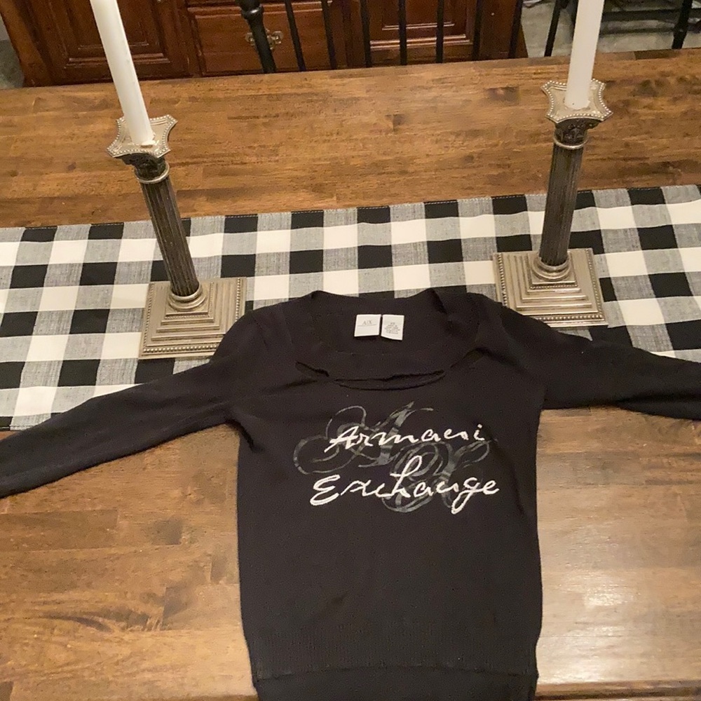 Black Armani Exchange Logo Cutout Sweater